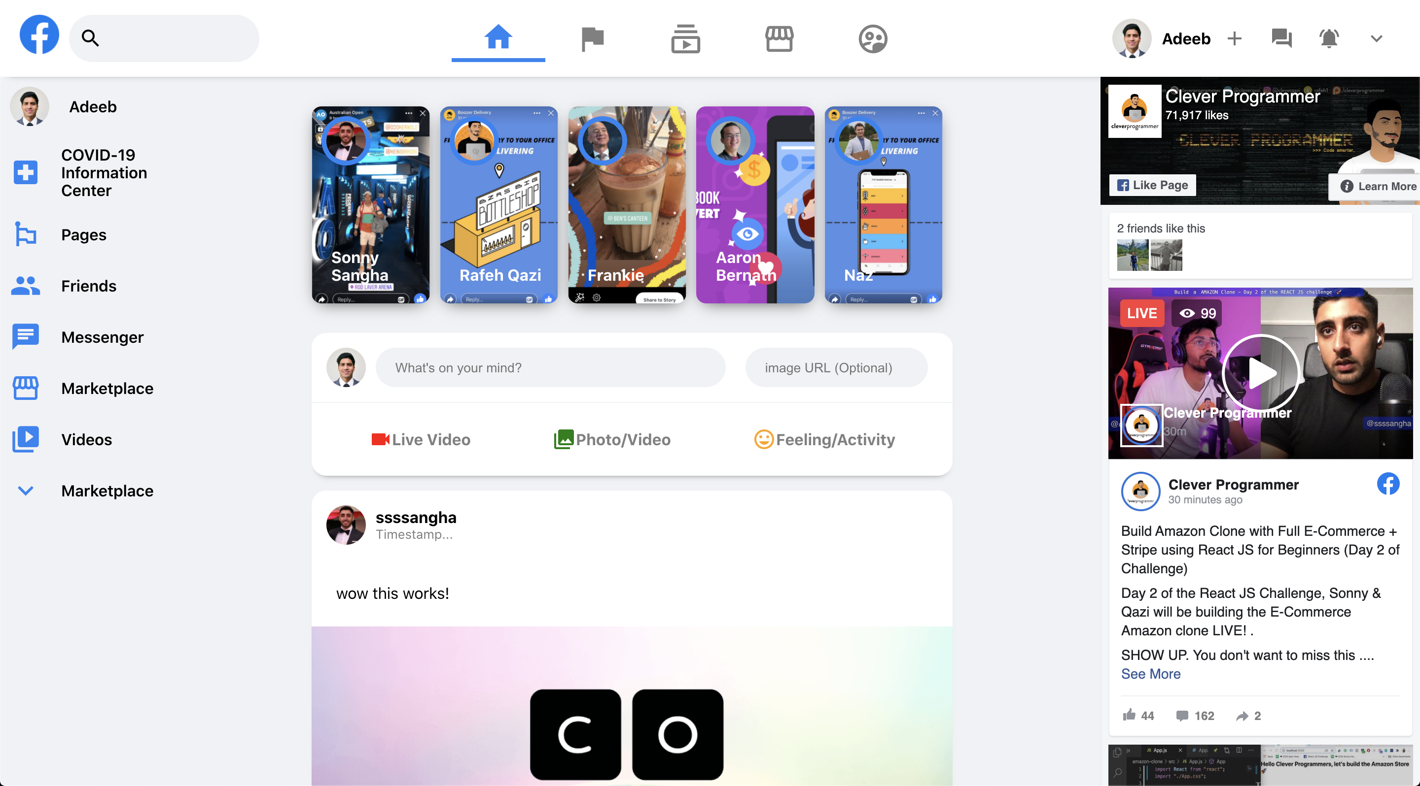 Facebook Clone with React